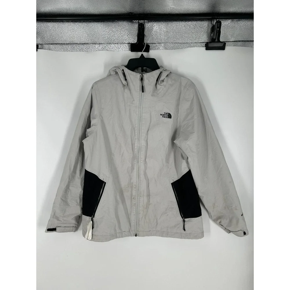 The North Face Dryvent Rain Jacket Women Large Grey Windbreaker Hooded Softshell